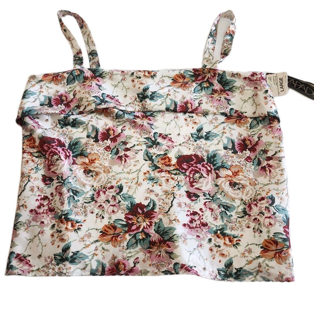 Escapades 80s Vintage Floral Made in USA Camisole Tank Top Blouse Women SZ Large